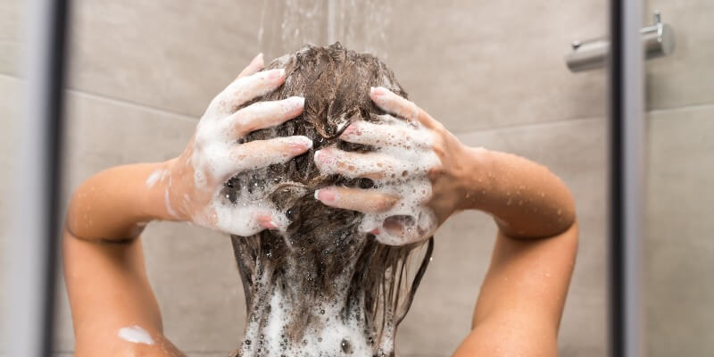 woman in shower