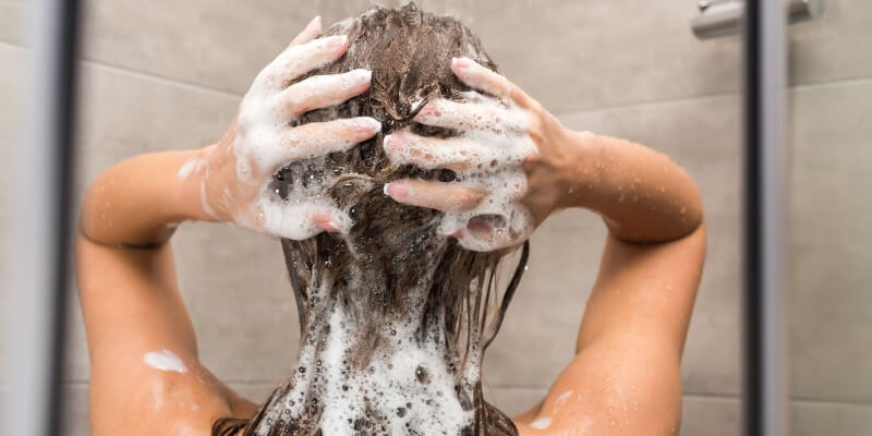 woman washing hair