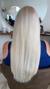hair after colour correction and extension maintanace