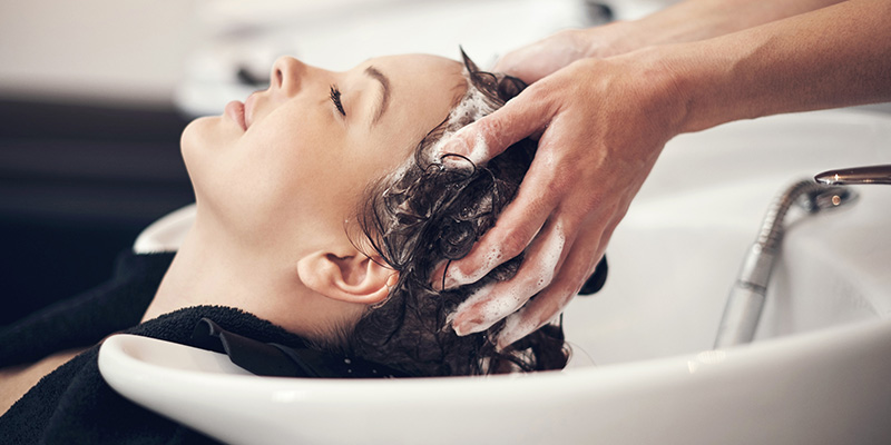 lady getting her hair washed