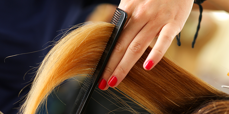 ladies fingers going through hair